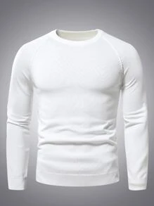 Manfinity Homme Hombres Jersey de manga raglán - Blanco - Ver 3