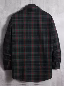 Manfinity VCAY Men Plus Cotton Plaid Print Pocket Patched Shirt - Multicolor - View 2