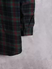 Manfinity VCAY Men Plus Cotton Plaid Print Pocket Patched Shirt - Multicolor - View 3