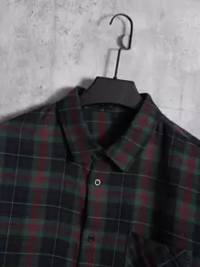 Manfinity VCAY Men Plus Cotton Plaid Print Pocket Patched Shirt - Multicolor - View 4