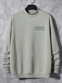 EASEVO Men Slogan Graphic Sweatshirt & Drawstring Waist Joggers - Grey - View 7