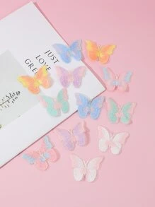 10 Cái/bộ Polyester May Miếng Dán Thêu Hình Con Bướm Tự Làm Phụ Kiện Quần Áo - Nhiều màu - Xem 1