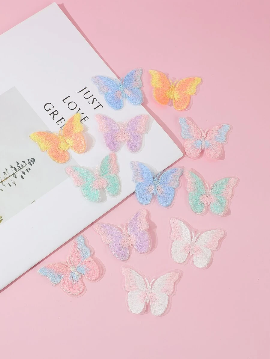 10 Cái/bộ Polyester May Miếng Dán Thêu Hình Con Bướm Tự Làm Phụ Kiện Quần Áo - Nhiều màu - Xem 1