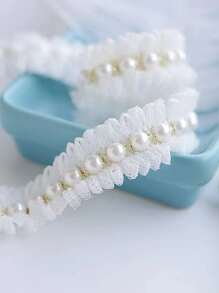 1入組人造珍珠裝飾DIY織帶蕾絲
