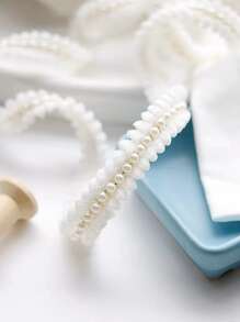 1入組人造珍珠裝飾DIY織帶蕾絲