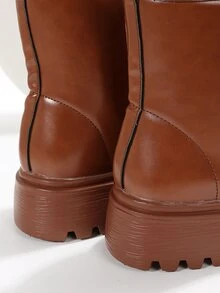 Lace-up Front Combat Boots - Rust Brown - View 3