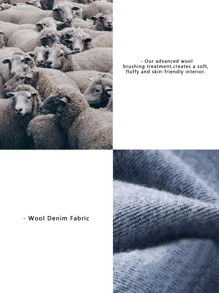 SHEINBlues Drop Waist Bootcut Leg Wool Denim Jeans - Dark Wash - View 3