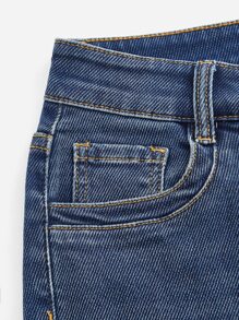 SHEINBlues Drop Waist Bootcut Leg Wool Denim Jeans - Dark Wash - View 14