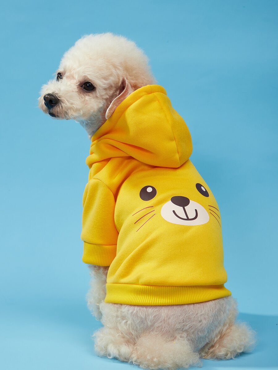 PETSIN 1入組卡通熊圖案寵物連帽衫 - 彩色 - 查看 1