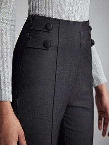 SHEIN Privé Button Detail Skinny Pants