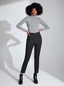 SHEIN Privé Button Detail Skinny Pants
