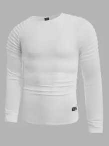 Manfinity Homme Men Letter Patched Seam Detail Raglan Sleeve Tee - White - View 1