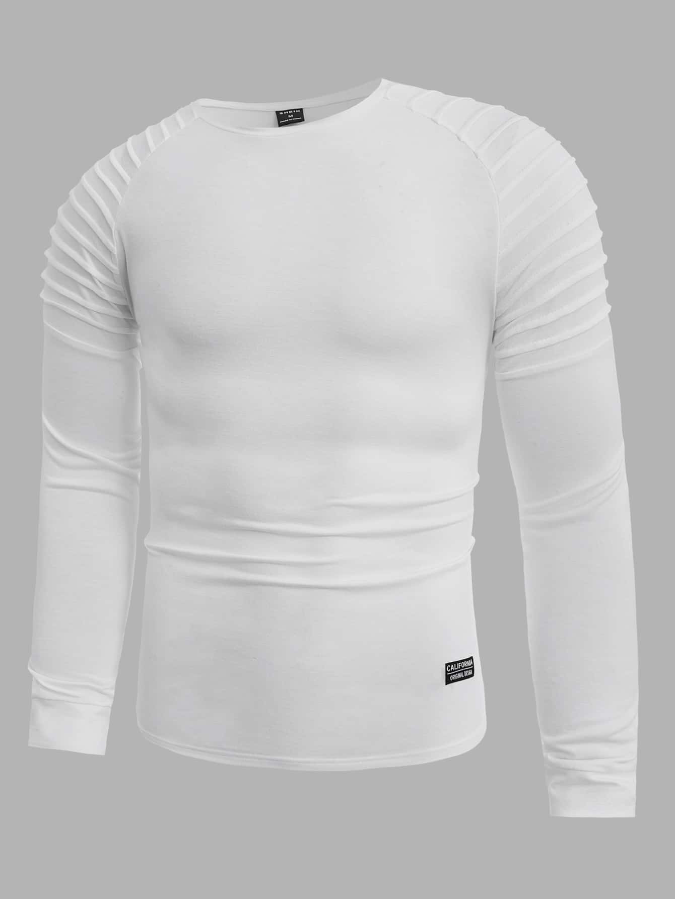 Manfinity Homme Men Letter Patched Seam Detail Raglan Sleeve Tee - White - View 1