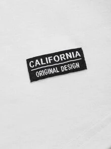 Manfinity Homme Men Letter Patched Seam Detail Raglan Sleeve Tee - White - View 4