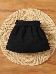 SHEIN Baby Girl Fake Button Paperbag Waist Belted Skirt