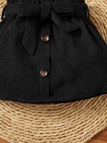 SHEIN Baby Girl Fake Button Paperbag Waist Belted Skirt