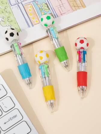 4支/套 可爱迷你足球圆珠笔，4种颜色