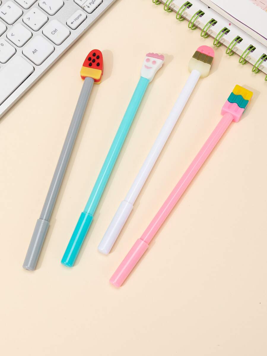 4pcs Ice Cream Design Gel Pen - Multicolor - View 1