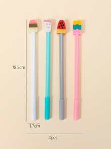 4pcs Ice Cream Design Gel Pen - Multicolor - View 3
