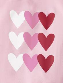 SHEIN Toddler Girls Heart Print Pullover & Joggers - Pink - View 4