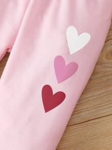 SHEIN Toddler Girls Heart Print Pullover & Joggers - Pink - View 5