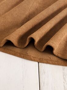 Chicas 1 pieza Vestido overol con botón de pana - Marrón - Ver 3