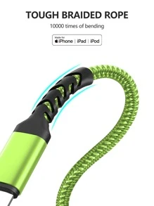 1 pieza Cable de dato trenzado compatible con iPhone - Verde - Ver 3