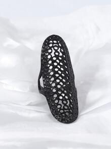 Hollow Out Ring Goth Punk Jewelry - Black - View 2