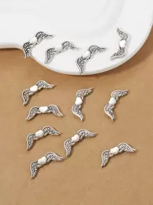 12入組翅膀和心形DIY釘珠 - 銀色 - 查看 1