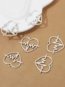 6入組心和心跳DIY吊墜 - 銀色 - 查看 1