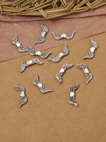 12入組翅膀和心形DIY釘珠 - 銀色 - 查看 2