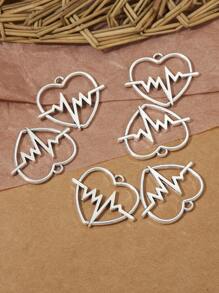 6入組心和心跳DIY吊墜 - 銀色 - 查看 2