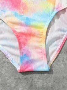 女孩紮染荷葉邊連體泳衣 - 彩色 - 查看 4