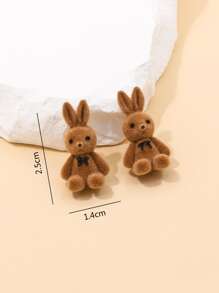 兔子設計耳釘 - 咖啡棕 - 查看 4
