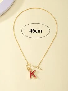 Letter Charm OT Buckle Necklace - Multicolor - View 3