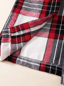 SHEIN Toddler Boys Plaid Print Coat & Tee & Joggers - Multicolor - View 4