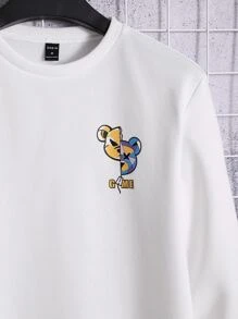 Manfinity Men Cartoon & Letter Graphic Sweatshirt - White - View 3