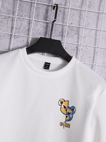 Manfinity Men Cartoon & Letter Graphic Sweatshirt - White - View 4