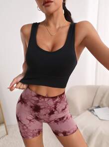 Easithlete Áo lót thể thao Nữ Lộ Lưng Hội Chữ thập màu trơn - màu đen - Xem 3