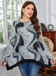 EMERY ROSE Áo sơ mi Plus Size In hoa Báo Giải trí - Nhiều màu - Xem 1