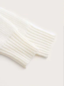 SHEIN EZwear 秋冬款黑白双色麻花针织短款毛衣 - 黑與白 - 查看 3