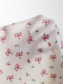 Soleia WYWH Women Vacation Spring Break Lettuce Trim Ruched Bust Ditsy Floral Cami White Top - White - View 6