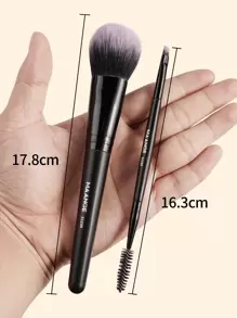 MAANGE 18pcs Professional Makeup Brush Set, Soft Fiber Material, Portable, Including Foundation Brush, Eyeshadow Brush, Blending Brush, Eyebrow Brush, Travel Essential, With Storage Case, Makeup Brush Set, Makeup Brush Set, Makeup Brush Set, Complete Makeup Tools, Makeup Brush Set, Makeup Brush Set, Makeup Gift Set - Black - View 6