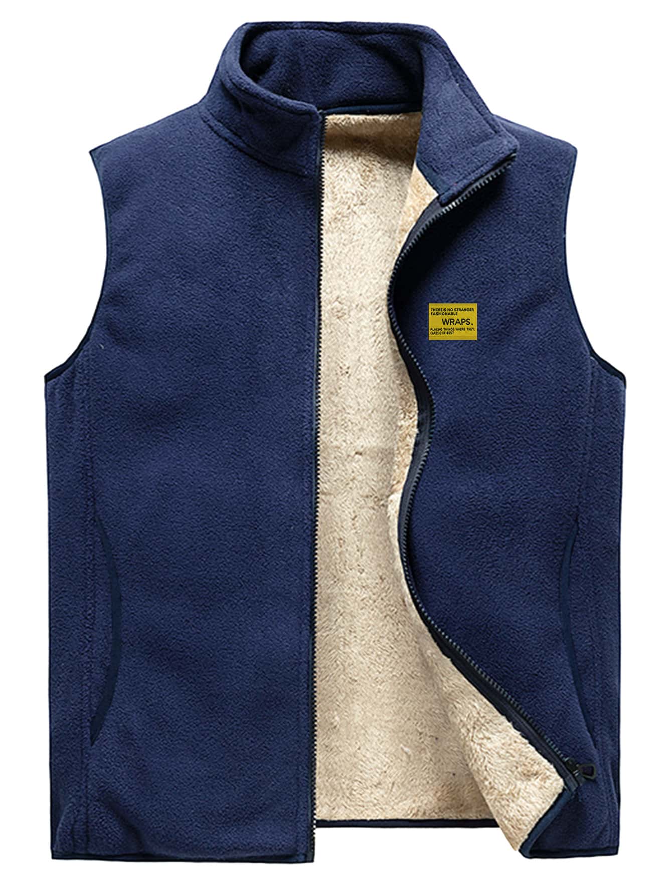 Manfinity Homme Chaleco De Chaqueta Con Parche De Letra De Osito De Peluche Para Hombre - Azul Marino - Ver 1