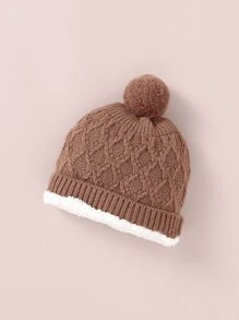 Baby Button Through Thermal Knit Jumpsuit With Hat - Coffee Brown - View 3