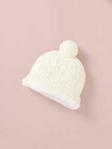 Baby Button Through Thermal Knit Jumpsuit With Hat - White - View 3