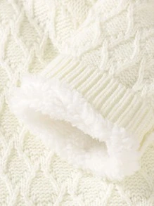 Baby Button Through Thermal Knit Jumpsuit With Hat - White - View 4