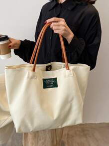 Túi Xách tay Nữ Lá thư Đôi tay cầm Đúng mốt - Màu be - Xem 2