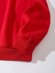 Christmas Print Drop Shoulder Sweatshirt - Red - View 3