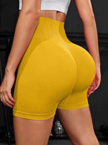 Easithlete Scrunch Butt Tummy Control Sports Shorts Yellow ShortsWomen Sweat Short, Gym Short, Biker Short